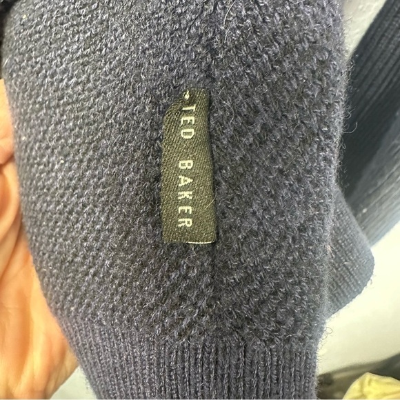 Ted Baker London Women’s 1/4 Zip Wool Blend Pullover 6 (US 12-14) Navy Sweater - Picture 6 of 8